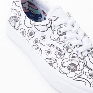Vans White and Black Floral Sneakers
